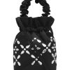 Handbags Ganni | Occasion Crystal-Embellished Pouch Bag Black