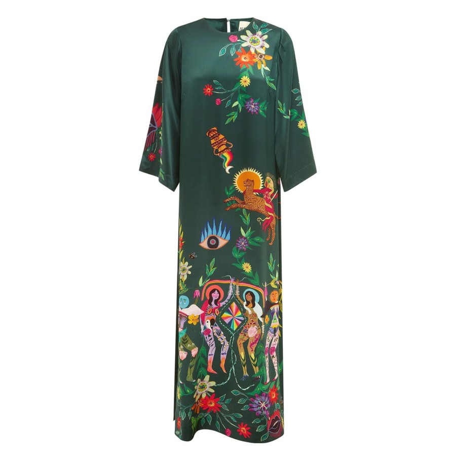 Clothing Alemais | Agata Floral Midi Dress Teal