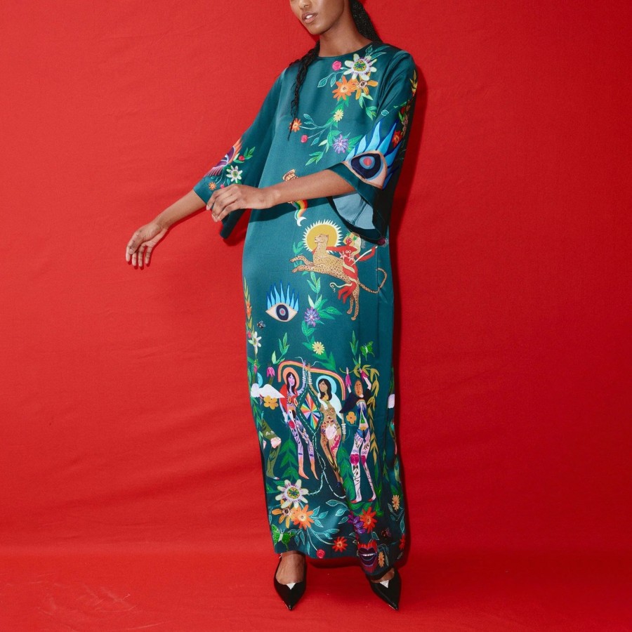 Clothing Alemais | Agata Floral Midi Dress Teal