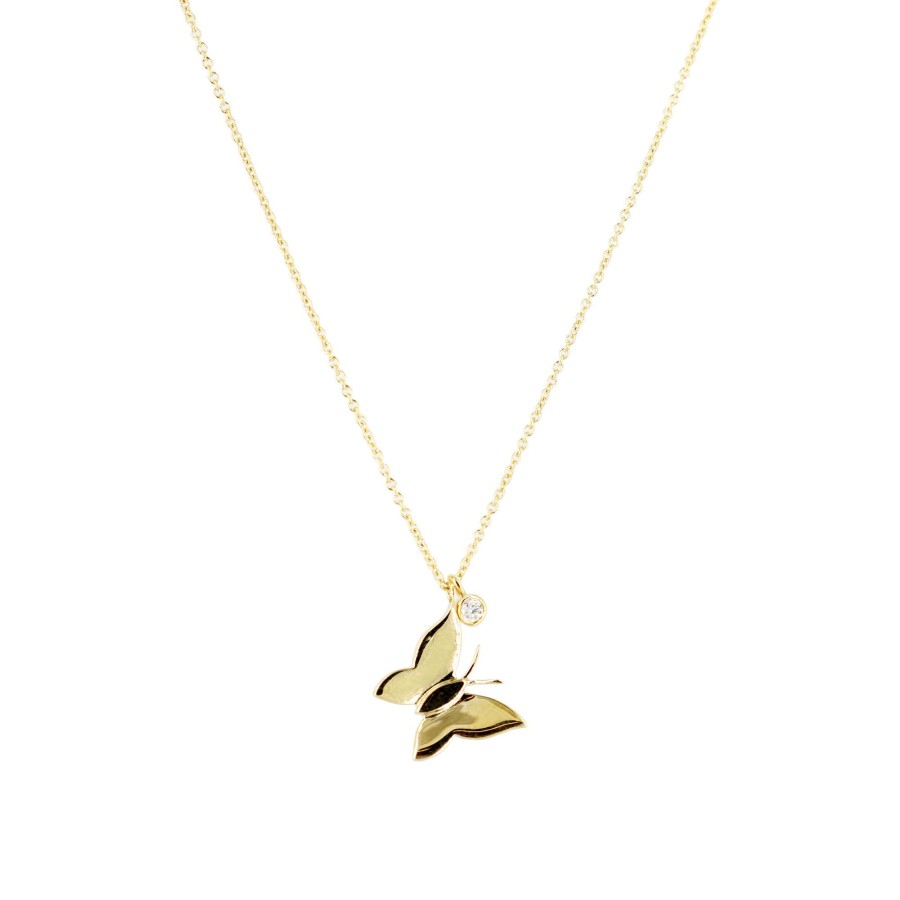 Jewelry Cindy Ensor | Butterfly Charm Necklace Gold