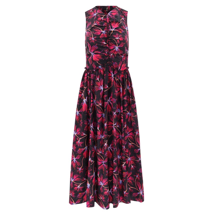 Clothing Ulla Johnson | Mimi Printed Midi Dress Zinnia