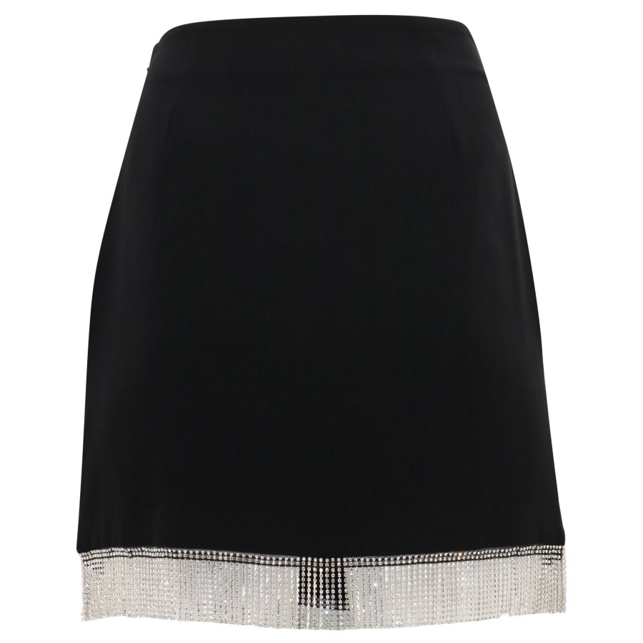 Clothing Cinq à Sept | Rhinestone Fringe Bronte Skirt Black