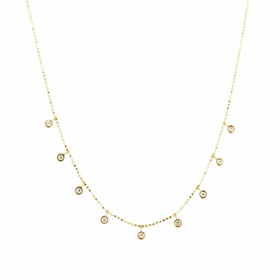 Jewelry Cindy Ensor | Bezeled Diamond Drop Necklace Gold