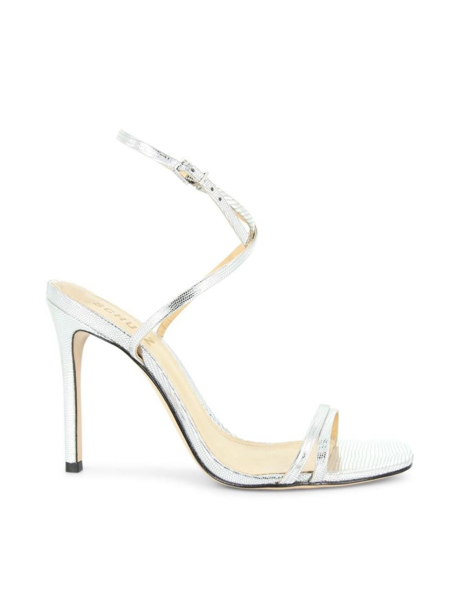 Shoes Schutz | Altina Metallic Leather Heeled Sandals Prata