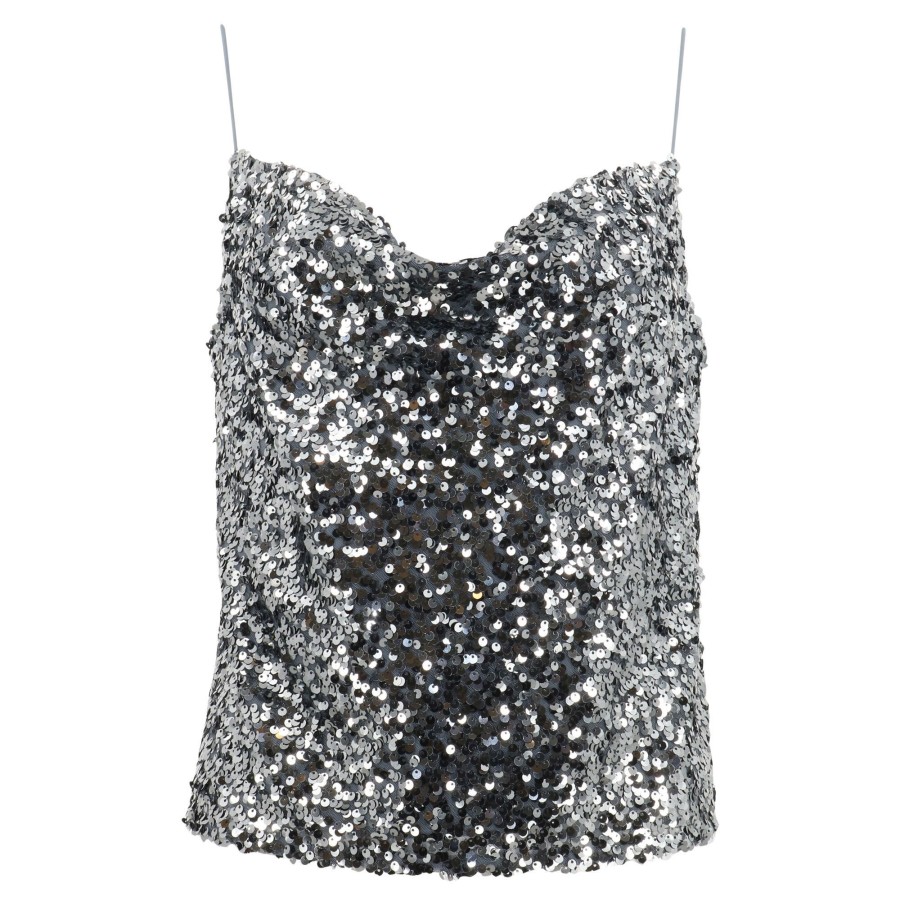 Clothing Sachin & Babi | Jesse Sequin Cowl-Neck Tank Gunmetal