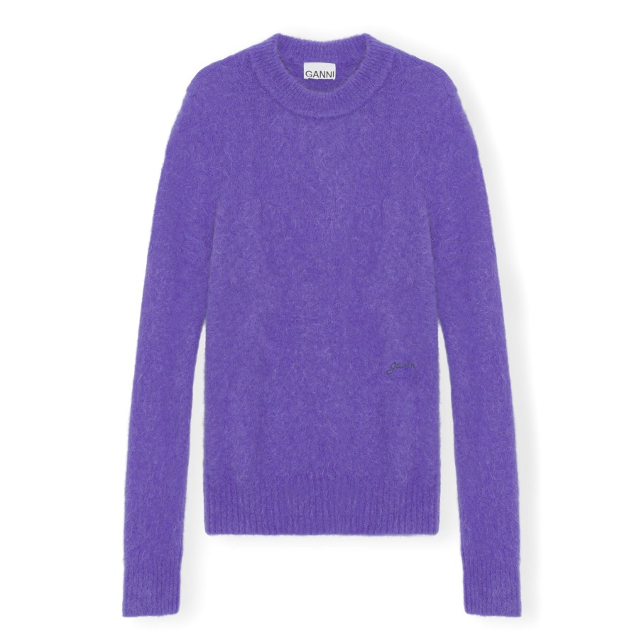 Clothing Ganni | Brushed Alpaca O Neck Purple