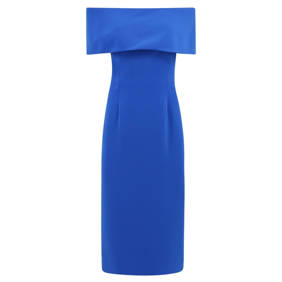 Clothing Catherine Regehr | Off Shoulder Roll Collar Dress Royal