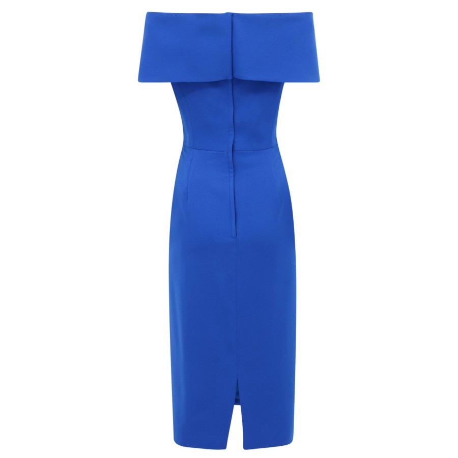 Clothing Catherine Regehr | Off Shoulder Roll Collar Dress Royal