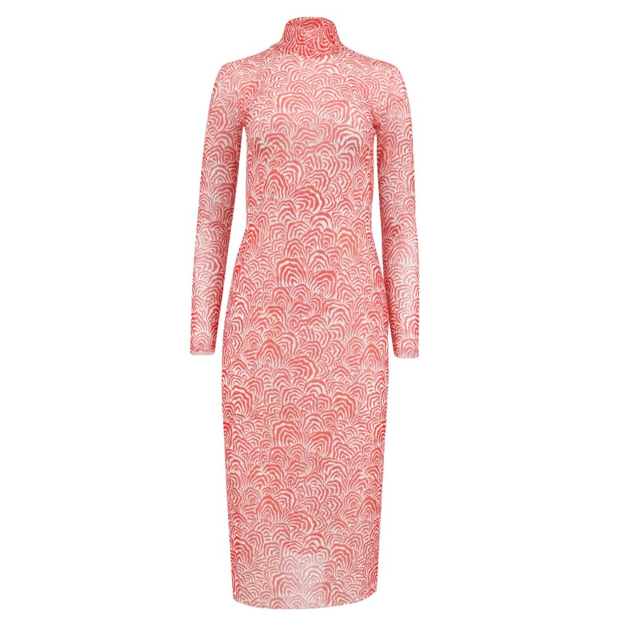 Clothing Baum Und Pferdgarten | Jolain Mesh Turtleneck Dress Red Zebra Shell