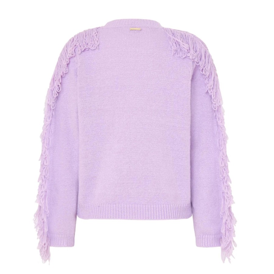 Clothing Milly | Fringe Sleeve Crewneck Sweater Ecru