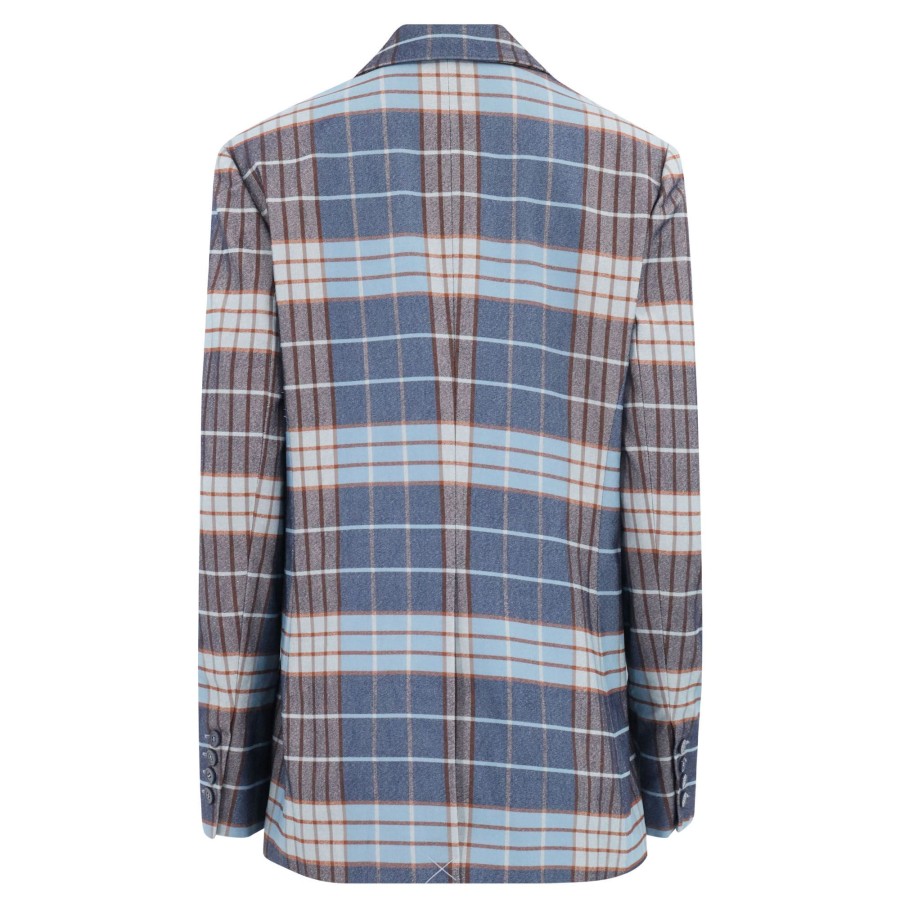Clothing Staud | City Blazer French Blue Mega Plaid