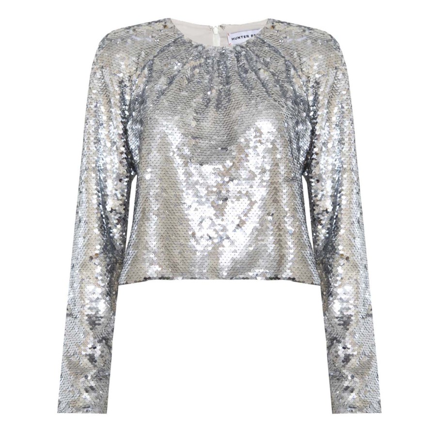 Clothing Hunter Bell | Libby Sequin Top Silver