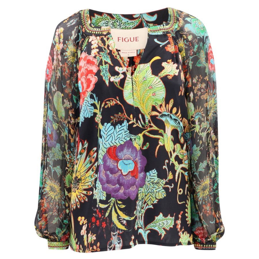Clothing Figue | Cristina Beaded Print Top Tigerlily Multi Black
