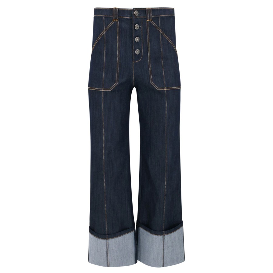 Clothing Cinq à Sept | Cuffed Benji Wide-Leg Jeans Indigo