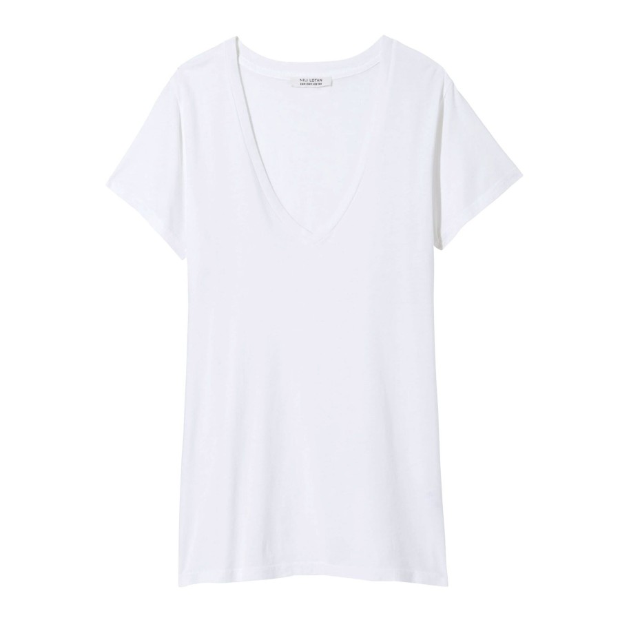 Clothing Nili Lotan | Carol V-Neck T-Shirt White