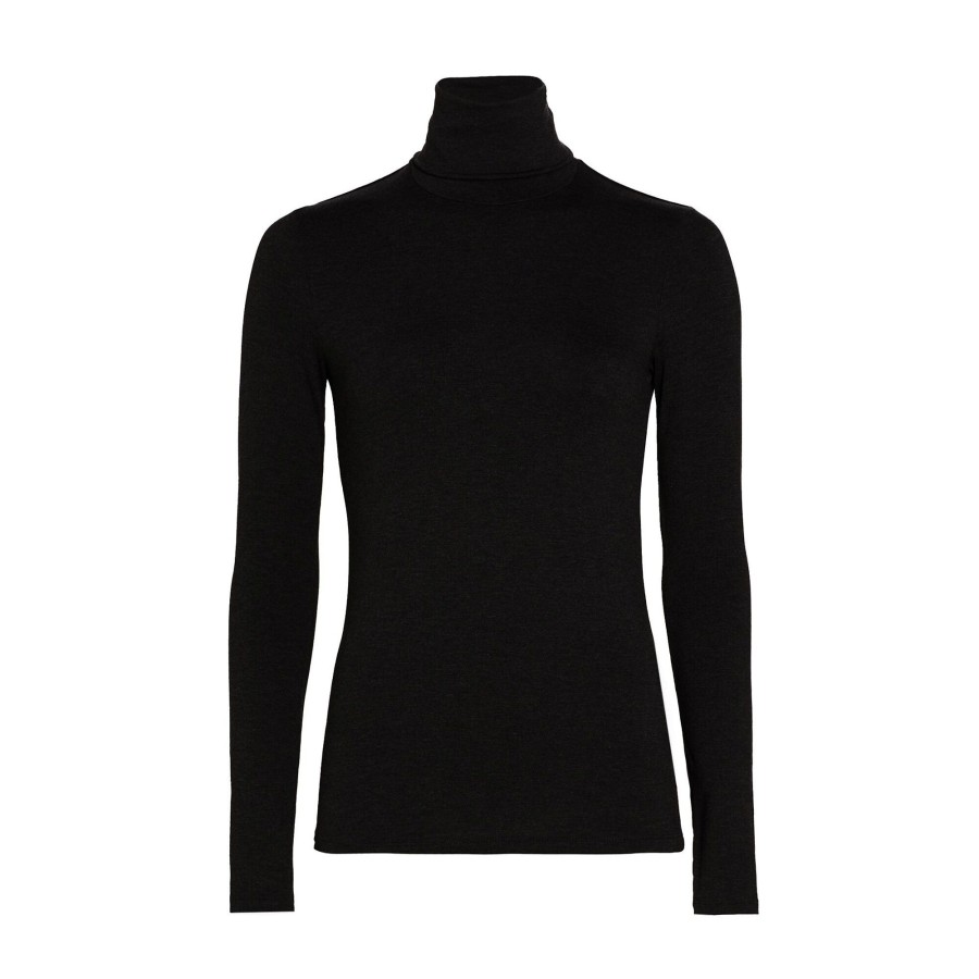 Clothing Majestic Filatures | Soft Touch Long Sleeve Stretch Turtleneck Noir