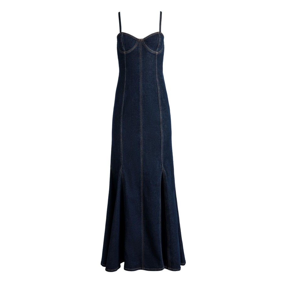 Clothing Alice + Olivia | Natacha Godet Maxi Denim Dress Dark Rinse