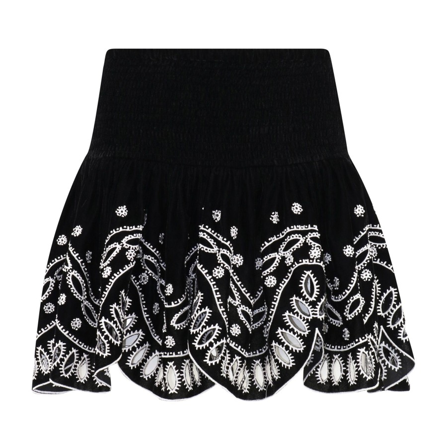 Clothing Love The Label | Clara Velvet Embroidered Skirt Black