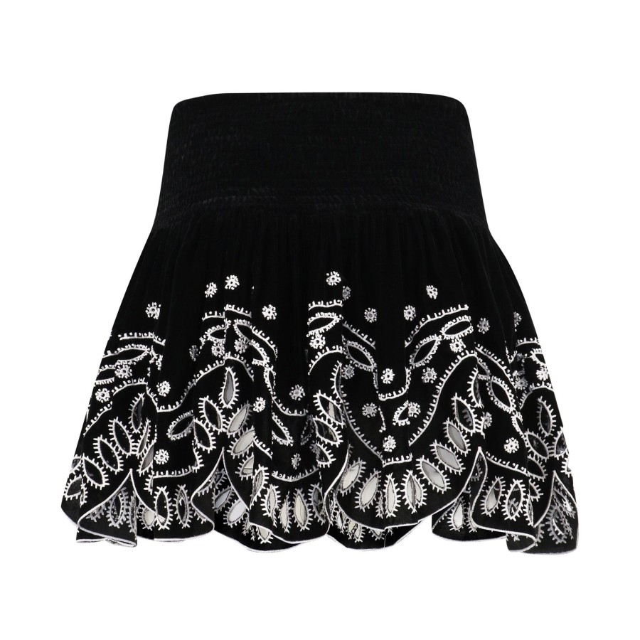 Clothing Love The Label | Clara Velvet Embroidered Skirt Black