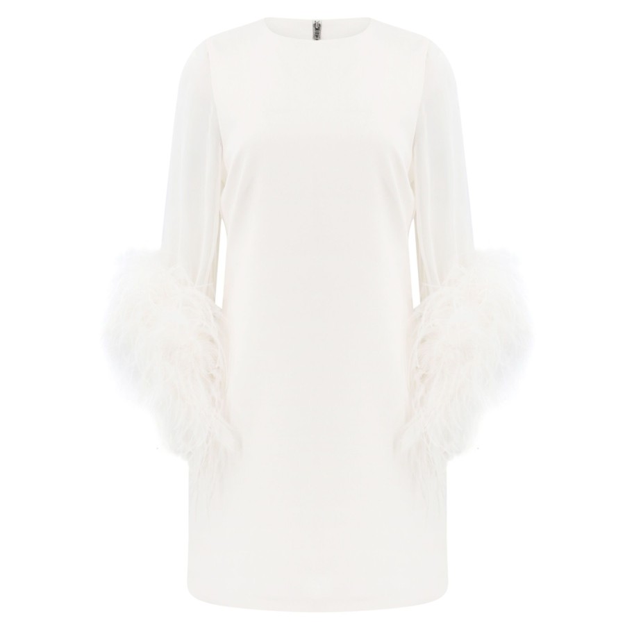 Clothing Alice + Olivia | Izola Feather Mini Dress Black (Out Of Stock)
