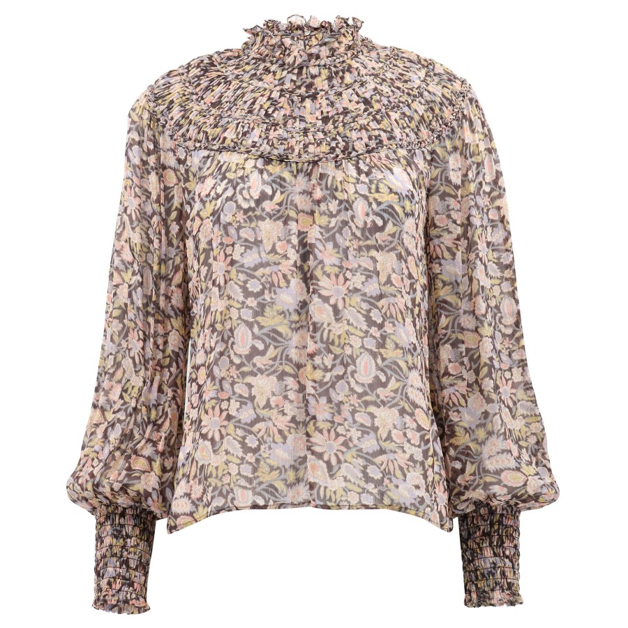 Clothing Polo Ralph Lauren | Crinkle Long Sleeve Blouse Vintage Print