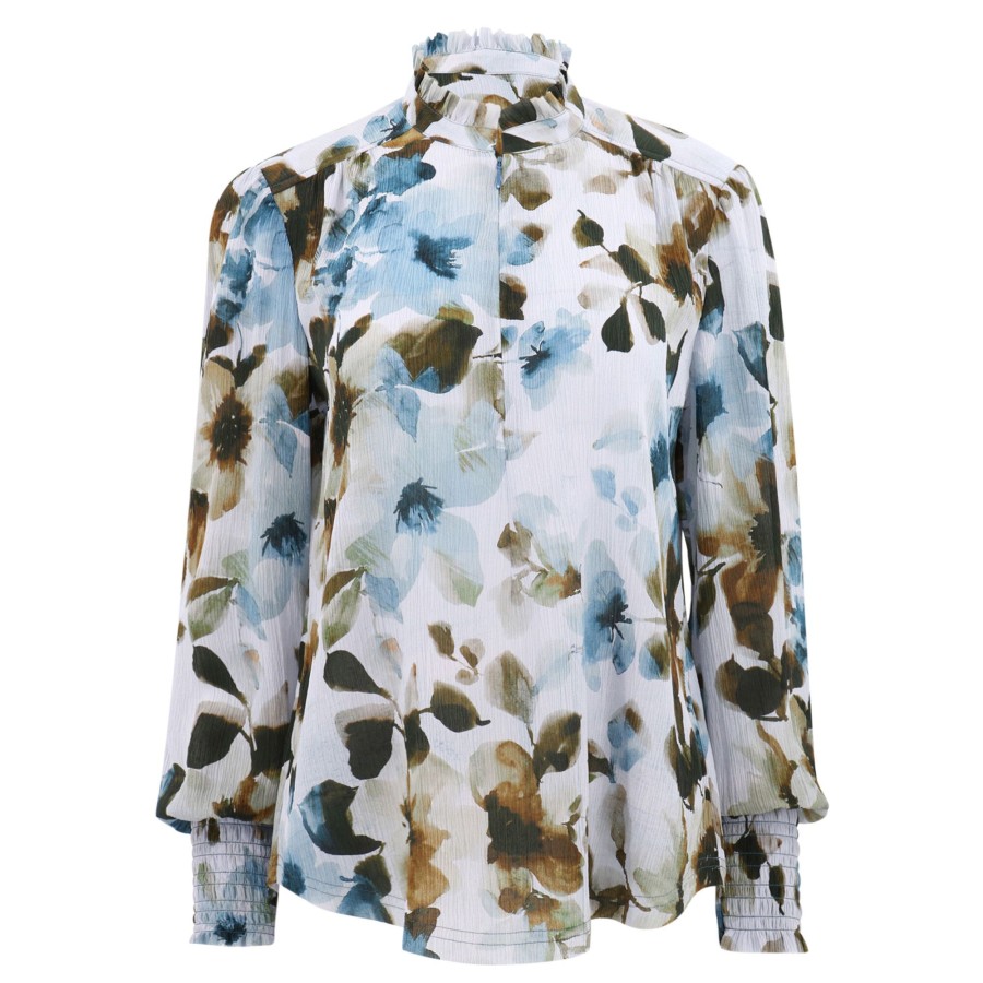 Clothing Go Silk | Go Soft Spoken Blouse Blue Print