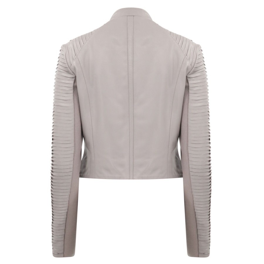 Clothing LaMarque | Azra Leather Moto Jacket Grey