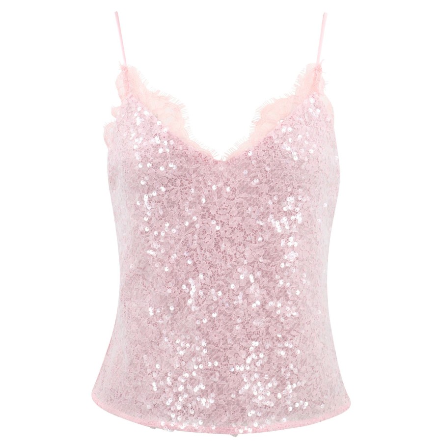 Clothing Staud | Kezia Sequin Cami Top With Lace Cherry Blossom
