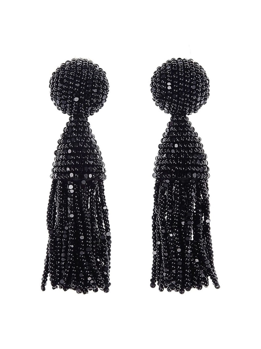 Jewelry Oscar de la Renta | Classic Short Tassel Drop Clip Earrings Champagne
