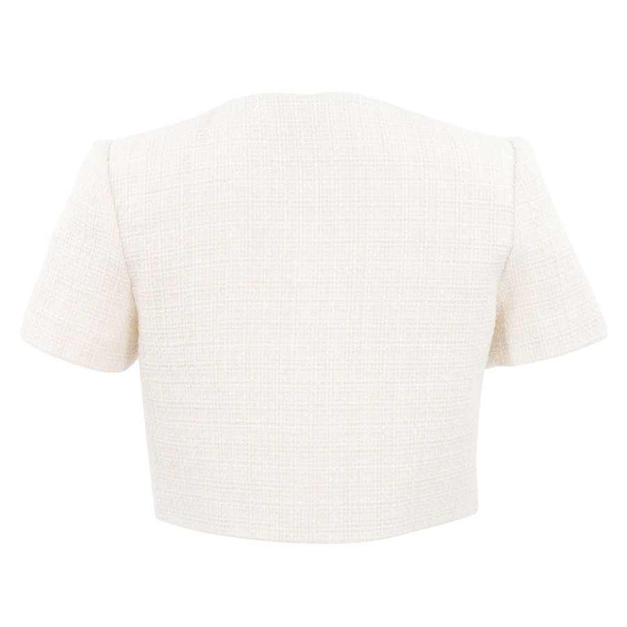 Clothing Self-Portrait | Boucle Crop Top Cream
