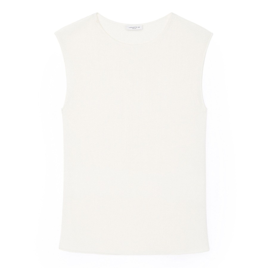 Clothing Lafayette 148 New York | Ribbed Cap Sleeve Top Cloud