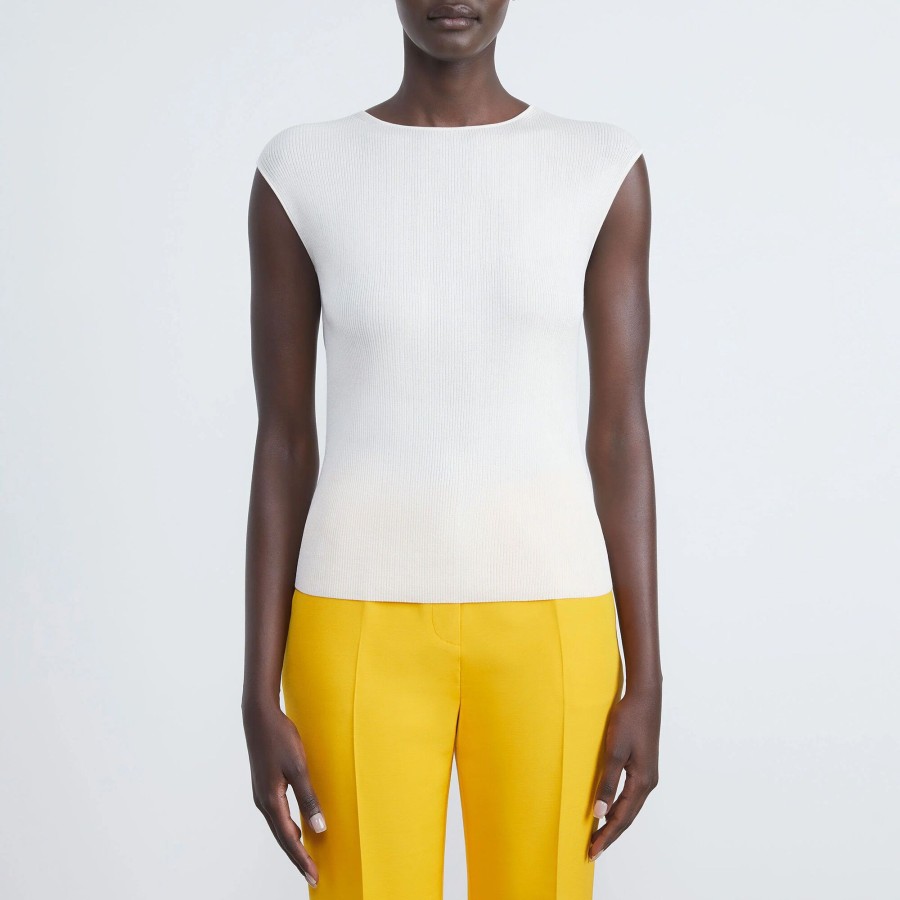 Clothing Lafayette 148 New York | Ribbed Cap Sleeve Top Cloud