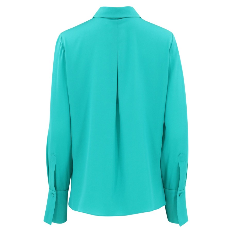Clothing Kobi Halperin | Larissa Collared Silk-Blend Blouse Turquoise