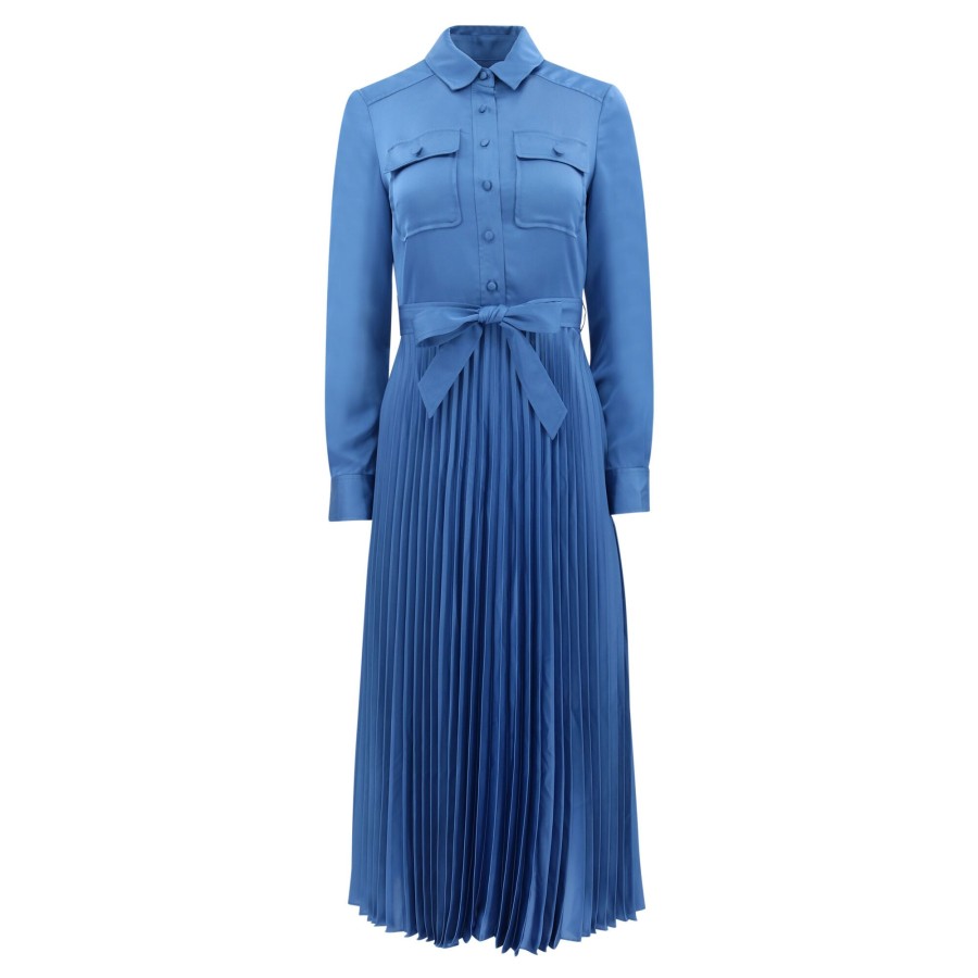 Clothing Derek Lam 10 Crosby | Kenza Pleated Midi Shirt Dress Slate