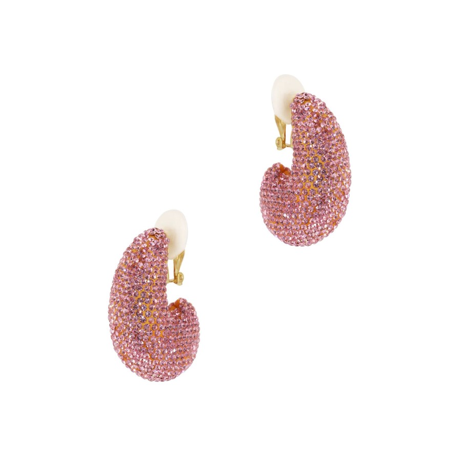 Jewelry Lele Sadoughi | Pave Dome Hoop Clip-On Earring Shell Pink