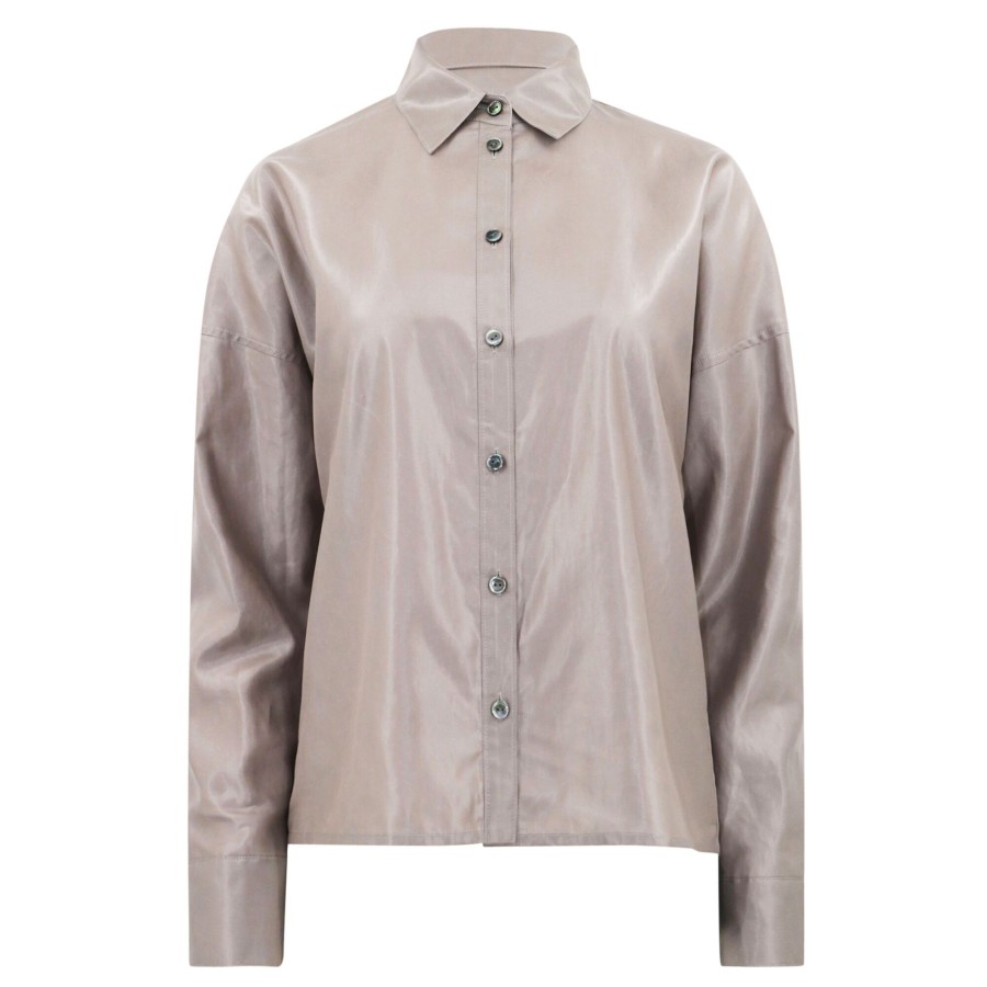 Clothing Hilton Hollis | Glazed Organza Shirt Pewter