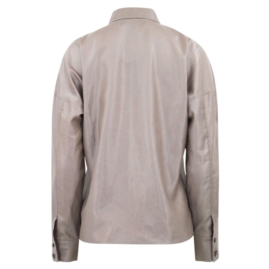Clothing Hilton Hollis | Glazed Organza Shirt Pewter