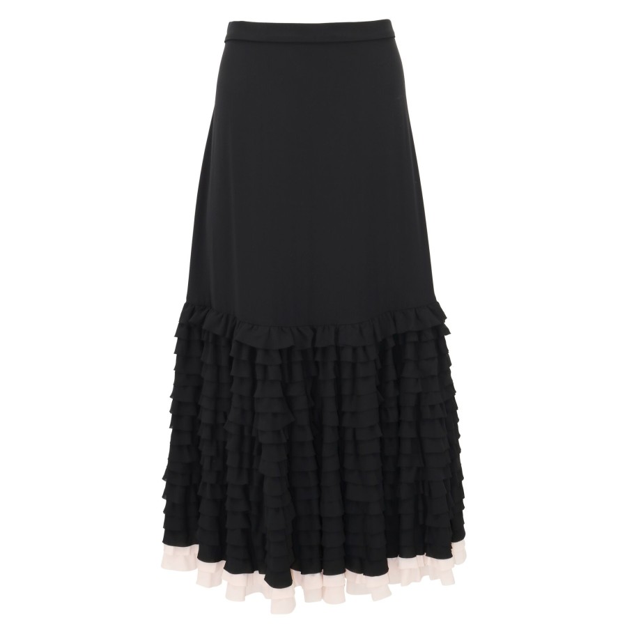 Clothing Alexis | Dozza Ruffle Midi Skirt Black/Blush