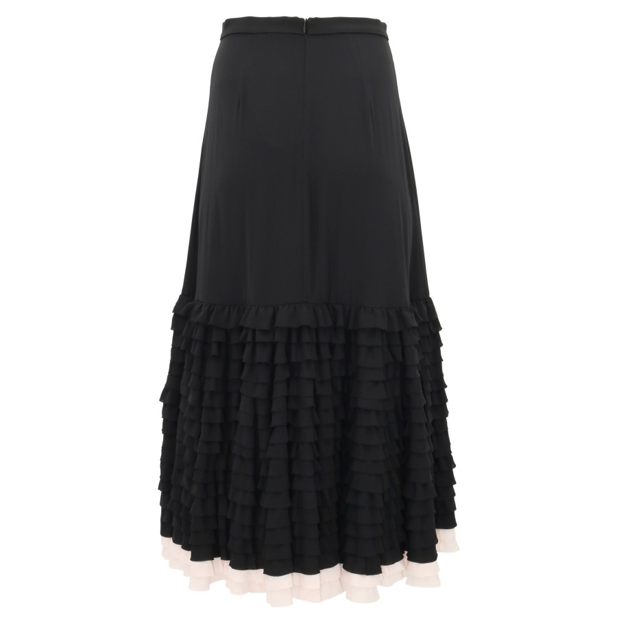 Clothing Alexis | Dozza Ruffle Midi Skirt Black/Blush
