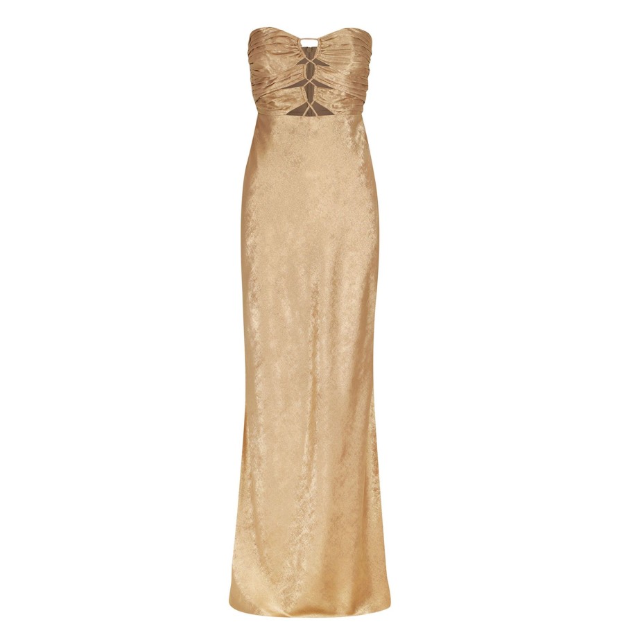 Clothing Shona Joy | Royale Strapless Lace Up Maxi Dress Royale Gold