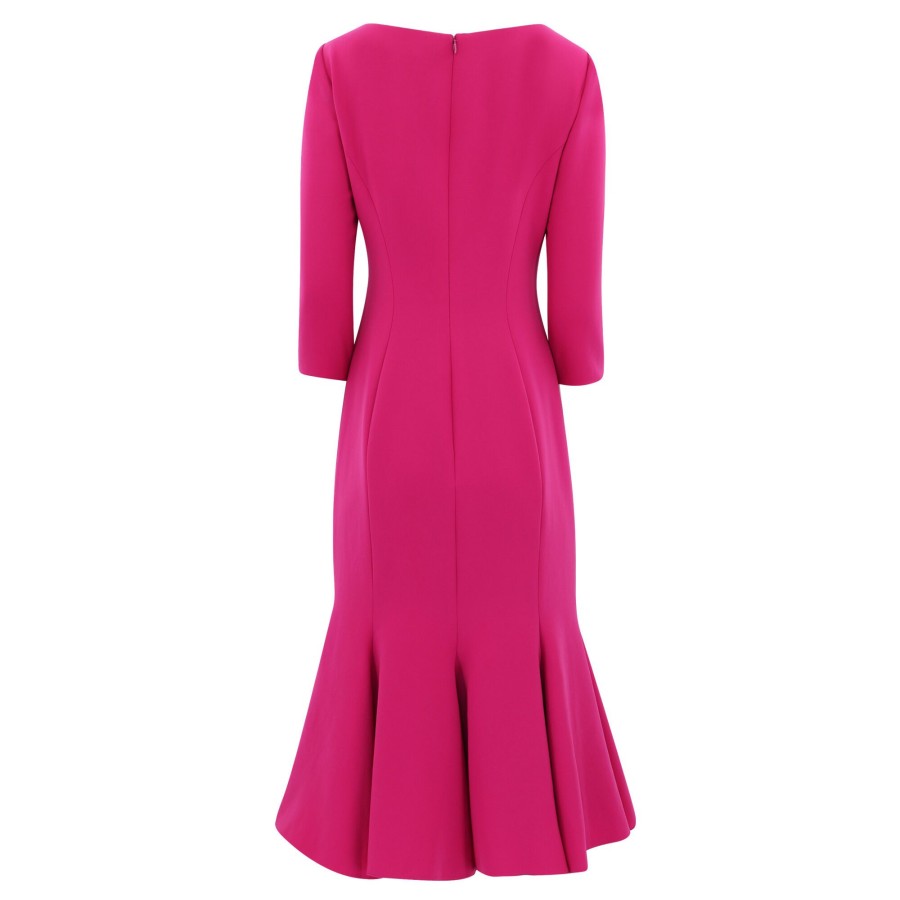 Clothing Carolina Herrera | Square Neck Trumpet Dress Berry