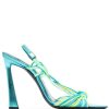Shoes Saint Laurent | Gippy 105Mm Strappy Knot Sandals Cerulean