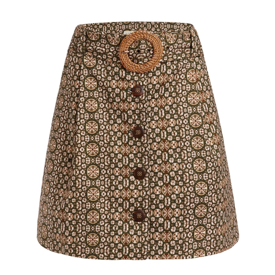 Clothing Marie Oliver | Carla Skirt Olive Shibori