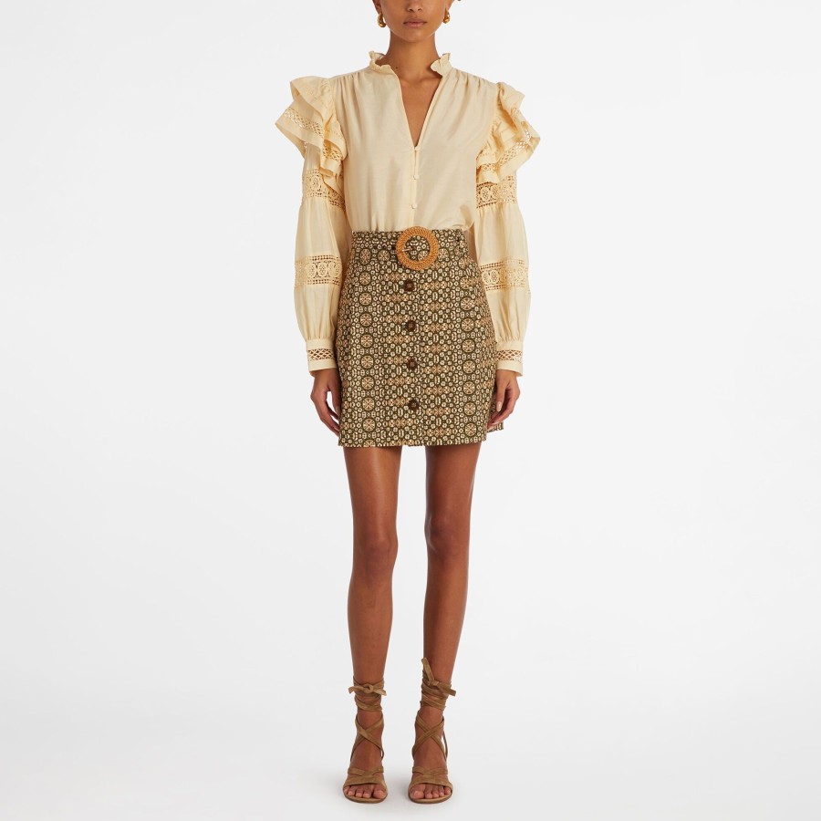 Clothing Marie Oliver | Carla Skirt Olive Shibori