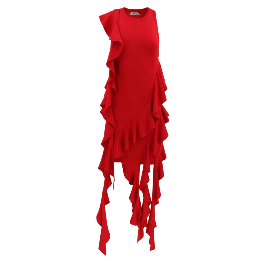 Clothing Simkhai | Wilda Cascade Ruffle Dress Carmine