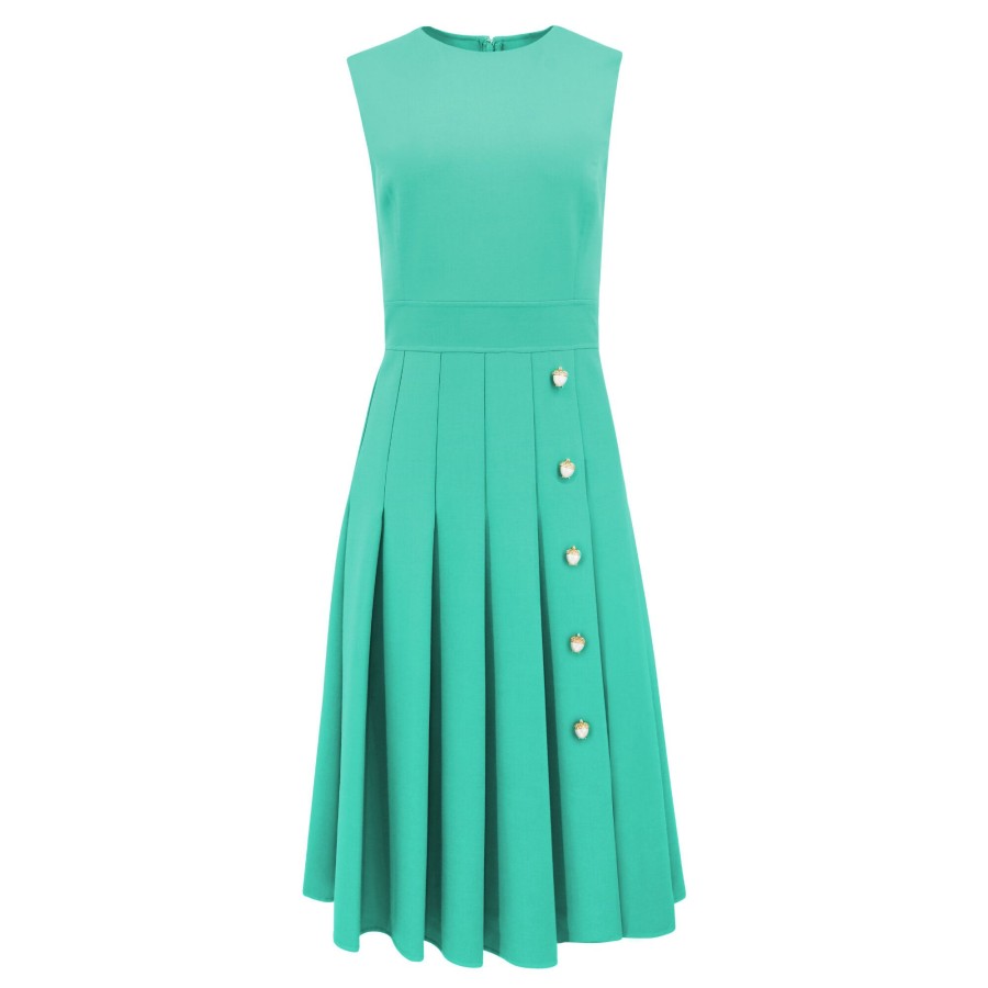 Clothing Oscar de la Renta | Sleeveless Belted Dress Jade
