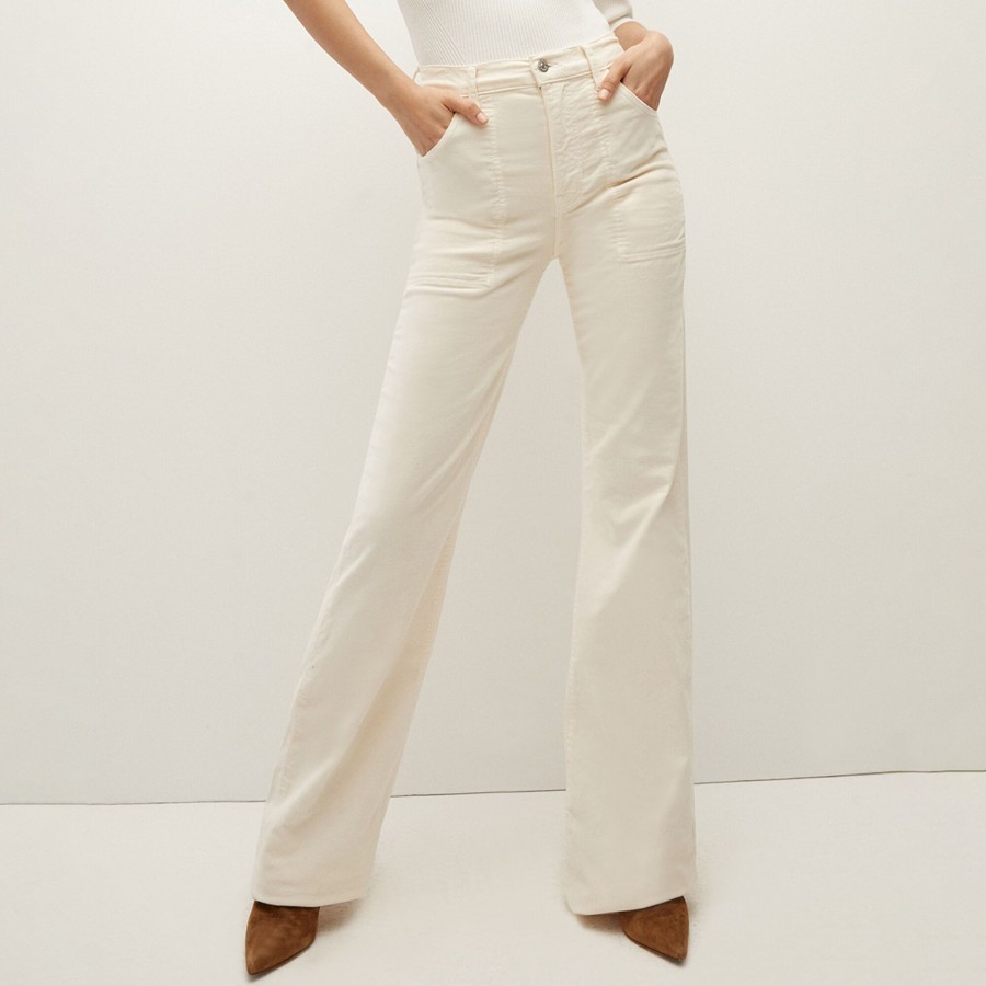 Clothing Veronica Beard | Crosbie Corduroy Wide-Leg Pant Ecru