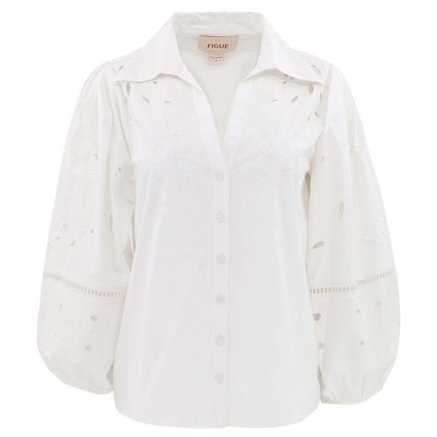 Clothing Figue | Sharon Lantern Sleeve Top Clean White