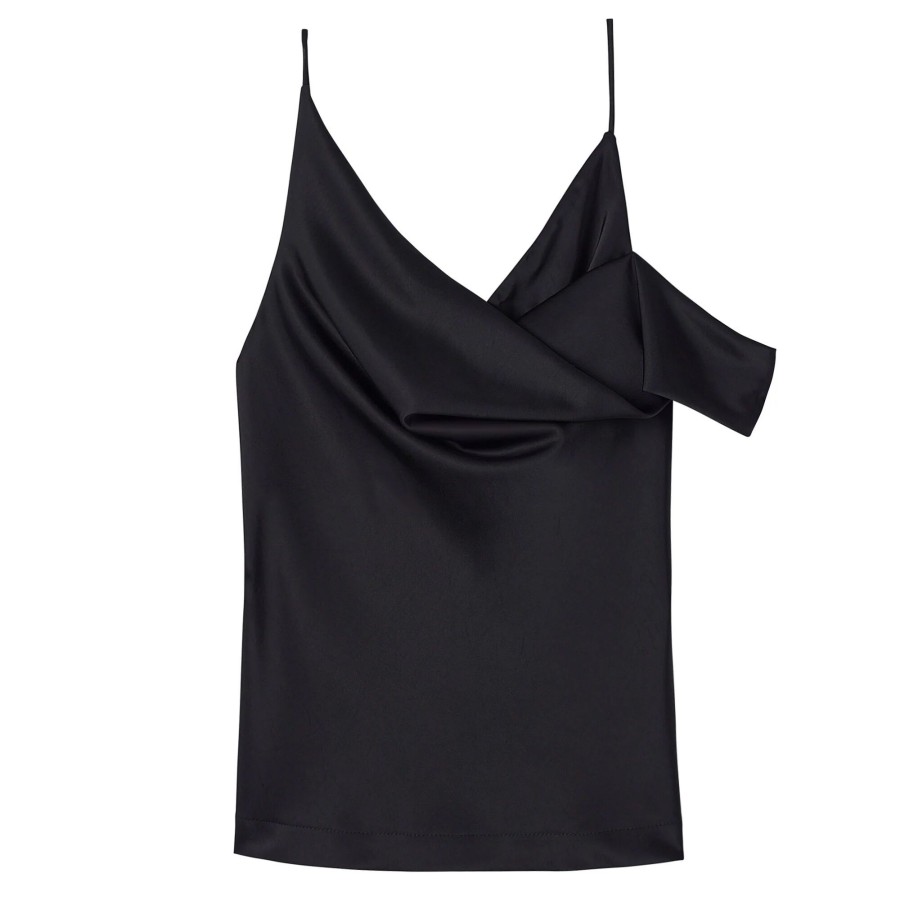 Clothing A.L.C. | Ramona Satin Asymmetrical Top Black