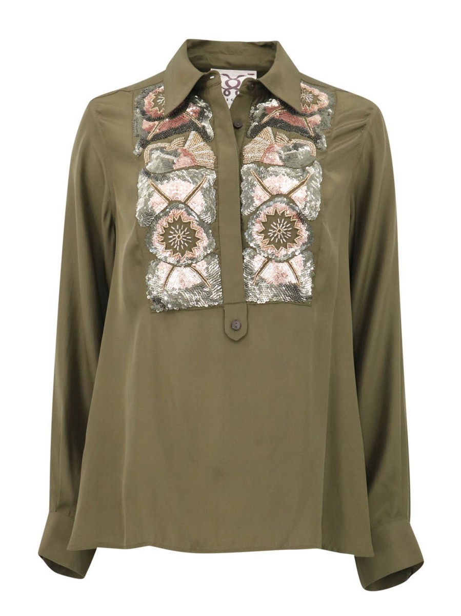 Clothing Figue | Emmanuelle Tux Shirt Moss Green